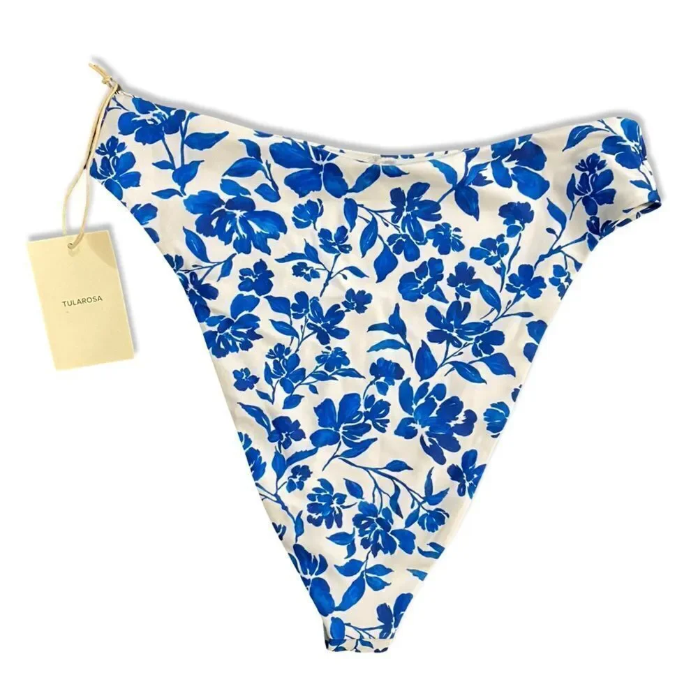 Tularosa Mar Blue White Bikini bottoms Swimwear separate Revolve NWT M